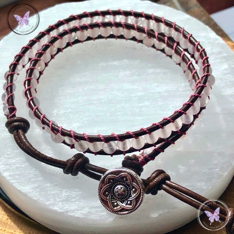 Rose Quartz 4mm Double Wrap Bracelet